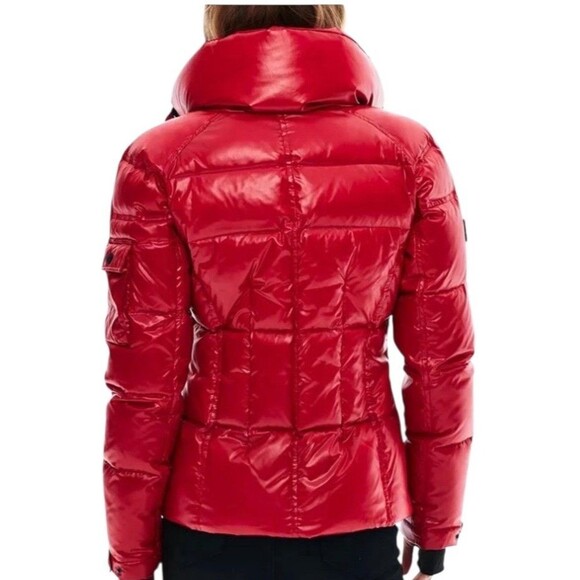 Sam. S13 Freestyle Down Nylon Puffer Jacket Candy Red Size S Festive Winter Coat - Picture 16 of 16